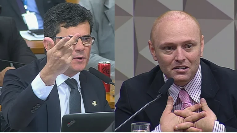 O hacker Walter Delgatti Neto e o senador Sergio Moro (União-PR)
